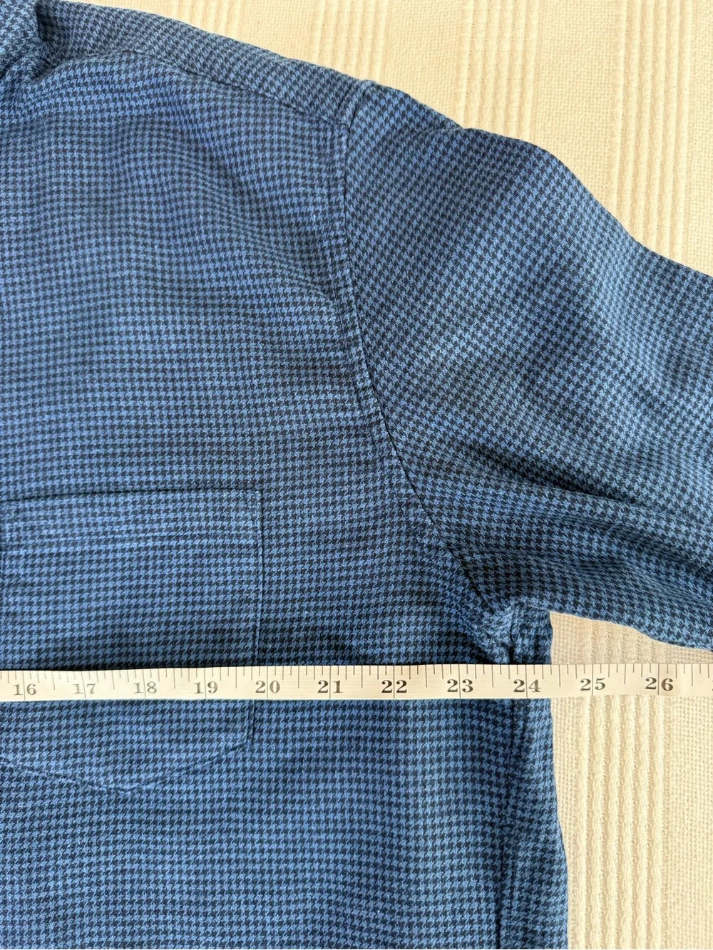 J.Crew Men's Slim Fit Linen Cotton Blend Houndstooth Shirt Blue Long Sleeve XL